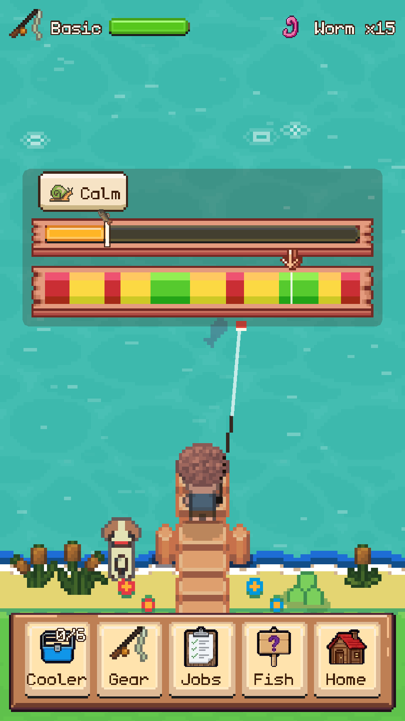 The reel: a bar of green, yellow and red zones with an arrow sweeping across it